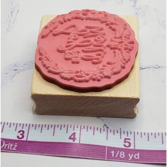 Craft Smart Christmas Holidays Joy To The World Holly Wreath Rubber Stamp - Picture 7 of 7